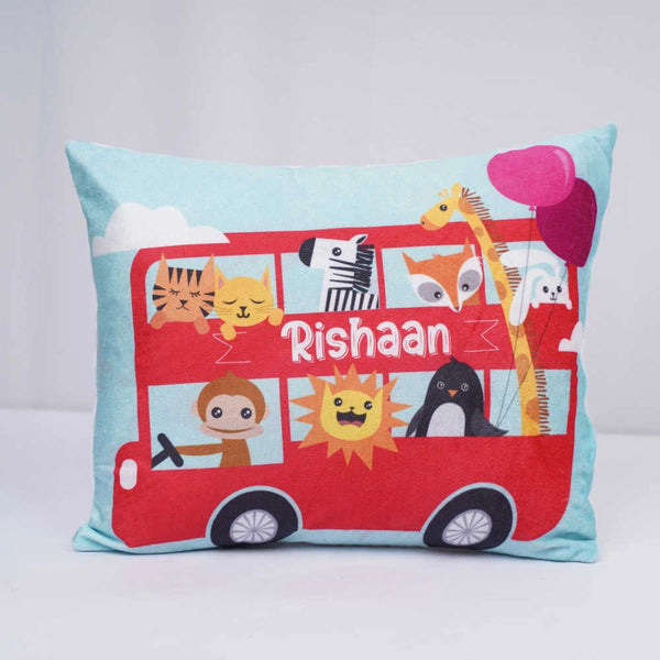 Personalized Bus Printed Kids Pillow